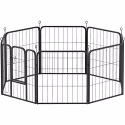 Explorez le parc à chiot PawHut, modulable en carré, rectangle ou L pour tout espace. Sécuritaire, avec porte d'accès et cons ...