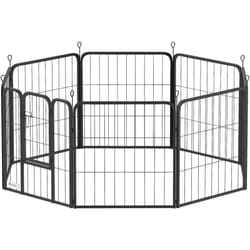 Pawhut - Parc enclos chien modulable pliable 8 panneaux porte verrouillable acier époxy noir