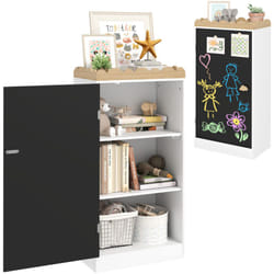 Armoire enfant design nuage - porte tableau noir 2 en 1 - 2 étagères, plateau - blanc aspect bois