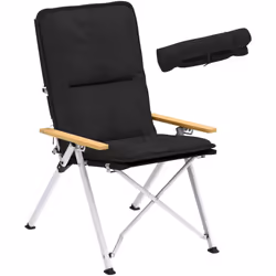 Relaxez-vous dans la chaise de camping Outsunny avec un dossier haut et 4 niveaux d'inclinaison. Assise rembourrée, accoudoir ...
