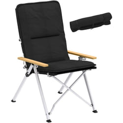 Outsunny - Chaise de camping pêche pliable inclinable 4 niveaux sac transport inclus alu gris bois polyester noir