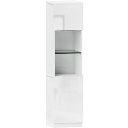 Homcom - Bibliothèque colonne 2 portes 2 niches étagère verre trempé effet bois blanc