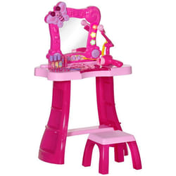 Coiffeuse enfant - AIYAPLAY - 15 PCS tabouret et miroir - lumière et musique - microphone sèche-cheveux - 3 à 6 ans rose