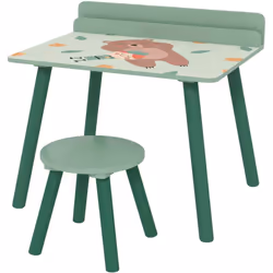 Découvrez l'ensemble de bureau et chaise pour enfants AIYAPLAY, avec un porte-livres pour les histoires favorites. Résistant  ...