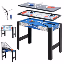 Table de jeux multifonctions 5 en 1 - SPORTNOW - billard ping-pong hockey jeu darcade de basket-ball arc et flèche - bleu