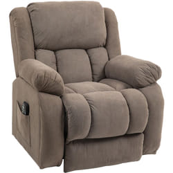 Fauteuil releveur massant chauffant grand confort - inclinable, repose-pieds rétractable - tissu toucher flanelle marron