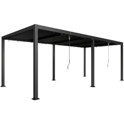 Outsunny - Pergola lames orientables 2 zones grande taille dim. 5,95 x 3 x 2,25 m alu. acier époxy anthracite