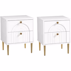 Modernisez votre chambre avec les tables de nuit HOMCOM. Duo élégant, chaque table blanche dispose de deux grands tiroirs à m ...
