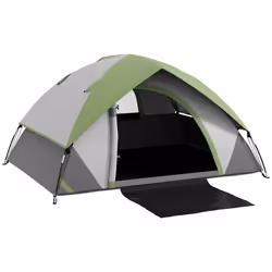 Tente de camping - Outsunny - pour 2 personnes - 3-4 saison - 3000 mm imperméable et ventilée - installation facile - gris