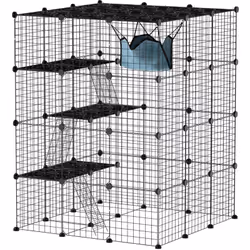 Découvrez le plaisir infini avec la cage pour petits animaux PawHut ! Ce spacieux enclos à 4 niveaux offre 1,1 m² d'espace po ...