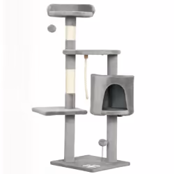 Instrument de jeu idéal pour les chats, cet arbre à chats multi-équipements doté de nombreuses plate-formes, griffoirs, gratt ...
