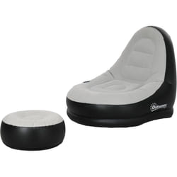 Outsunny - Fauteuil gonflable ultra détente avec repose-pieds pvc flocage grand confort