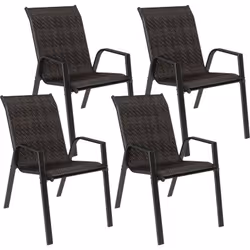 Ce magnifique lot de 4 chaises de jardin sublimera votre extérieur avec le revêtement en résine PE effet rotin. Doté d'accoud ...