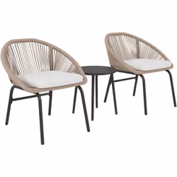 Ce magnifique salon de jardin style contemporain pour 2 personnes doté de 2 fauteuils et d'une table basse ronde ajoutera une ...