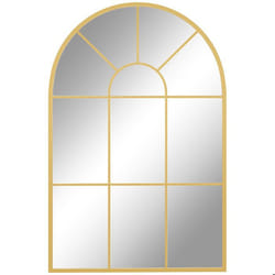 Miroir mural HOMCOM en métal cadre doré en forme de voûtée – 91 x 60 cm – décoration pour entrée chambre à coucher salon