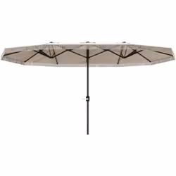 Profitez du Parasol de jardin double-face d'Outsunny, large de 4,5 m avec revêtement UPF30+. Système de levage à manivelle fa ...