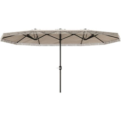 Outsunny - Parasol style bohème à franges xxl dim. 4,5 x 2,65 x 2,6 m ouverture fermeture manivelle métal tissu beige clair