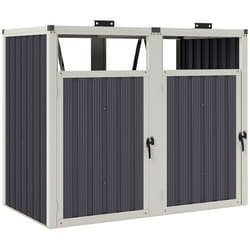 Abri pour 2 poubelles - Outsunny - 240L - couvercles relevables à 180° - acier galvanisé - 146 x 81 x 122 cm - gris foncé