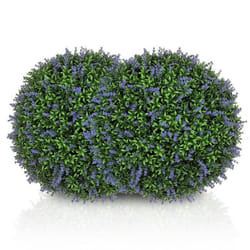 Lot de 2 boules topiaires artificielles - résistantes aux UV - intérieur et extérieur - feuilles en PE - Ø 42 cm - violet et vert
