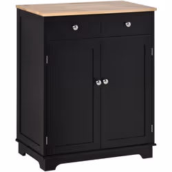 Ce splendide buffet noir avec plateau en bois d'hévéa apportera une ambiance cosy nordique très chaleureuse à l'espace intéri ...