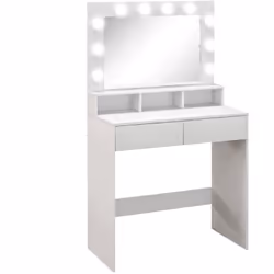 Optimisez votre routine beauté avec la coiffeuse d'adulte HOMCOM et son grand miroir encadré par 10 ampoules Hollywood. Avec  ...