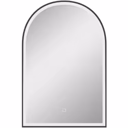 Miroir lumineux led arqué de salle de bain 90 x 60 cm - tactile, réglable, anti-buée - alu noir