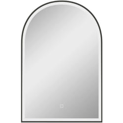 Miroir lumineux led arqué de salle de bain 90 x 60 cm - tactile, réglable, anti-buée - alu noir