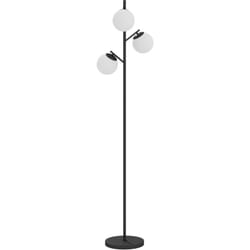 Homcom - Lampadaire globe design néo-rétro 3 ampoules max. 40 w 169H cm métal noir