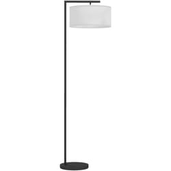 Homcom - Lampadaire design H.153 cm piètement mat métal noir abat-jour à tambour lin blanc