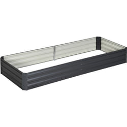 Carré potager de jardin dim. 241L x 90l x 30H cm tôle d'acier ondulée gris foncé