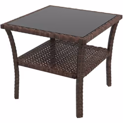 La table basse de jardin extérieure Outsunny pour quatre, avec plateau en verre et cadre en acier revêtu de poudre, revêtue d ...