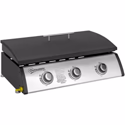 Découvrez la plancha à gaz BBQ Outsunny, portable avec couvercle et trois zones de cuisson. Puissance de 8530 BTU/2,5 kW par  ...