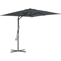 Parasol déporté carré dim. 2,5 x 2,5 m piètement inclus métal époxy polyester haute densité anthracite