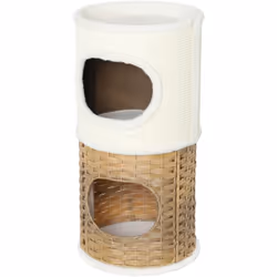 Explorez la tour pour chat PawHut, une structure à trois niveaux avec deux entrées. Fabriquée en panneau de particules, polai ...