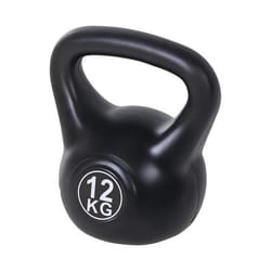 Kettlebell - HOMCOM - 12 kg - avec poignée ergonomique - musculation entraînement - 27 x 21 x 31 cm - noir
