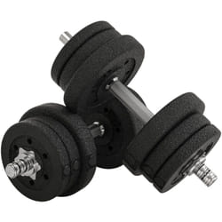 Homcom - Ensemble d'haltères courtes total 25 Kg - barres incluses - entraînement musculaire & haltérophilie - acier pu noir