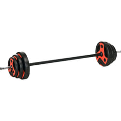 Sportnow - Kit pump 20 Kg - barre et poids de musculation 1,40 m 27 mm - sets de barre de musculation - noir rouge