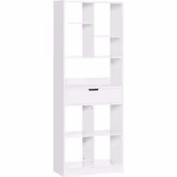 Bibliothèque en bois moderne blanche de HOMCOM, avec design contemporain, fabriquée en MDF robuste, inclut un système anti-ba ...