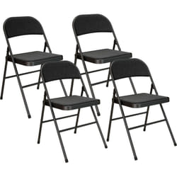 Homcom - Lot de 4 chaises pliantes assise dossier rembourrés acier tissu toucher lin noir