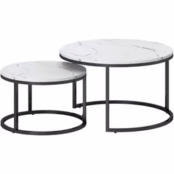 Apportez une touche élégante à votre intérieur avec ce magnifique lot de 2 tables d'appoints gigognes encastrables. En acier  ...