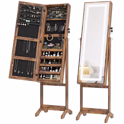 HOMCOM - Armoire à bijoux - MDF - 46x36.5x151.5cm - marron