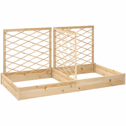 Métamorphosez votre jardin avec la jardinière exteriéure Outsunny en bois avec treillis. Deux grands bacs pour plantes, trois ...