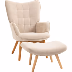 Raffinez votre intérieur avec cet ensemble de fauteuil avec repose-pied HOMCOM, incluant un fauteuil et un pouf. Assise confo ...