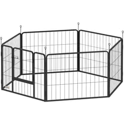 Pawhut - Parc enclos chien modulable pliable 6 panneaux H.60cm porte verrouillable acier époxy noir