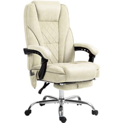 Fauteuil de bureau manager massant chauffant inclinable réglable télécommande repose-pieds rétractable velours beige sable