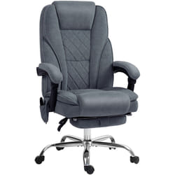 Vinsetto - Fauteuil de bureau manager massant chauffant inclinable réglable télécommande repose-pieds rétractable velours gris bleuté