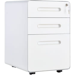 Caisson mobile 3 tiroirs - caisson bureau mobile verrouillable - acier laminé à froid blanc