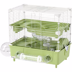 Explorez la cage à hamster PawHut : un bi-niveau ludique avec bain de sable et roue en haut, refuges et échelles en bas pour  ...