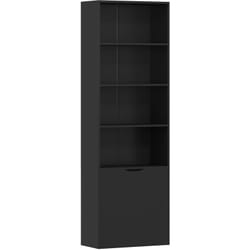 Homcom - Bibliothèque 4 étagères armoire 2 portes dim. 59 x 29 x 180 cm noir