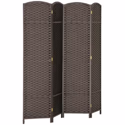 Paravent interieur - HOMCOM - en bois - 4 panneaux - 160 x 170 cm - pour salon chambre à coucher - marron